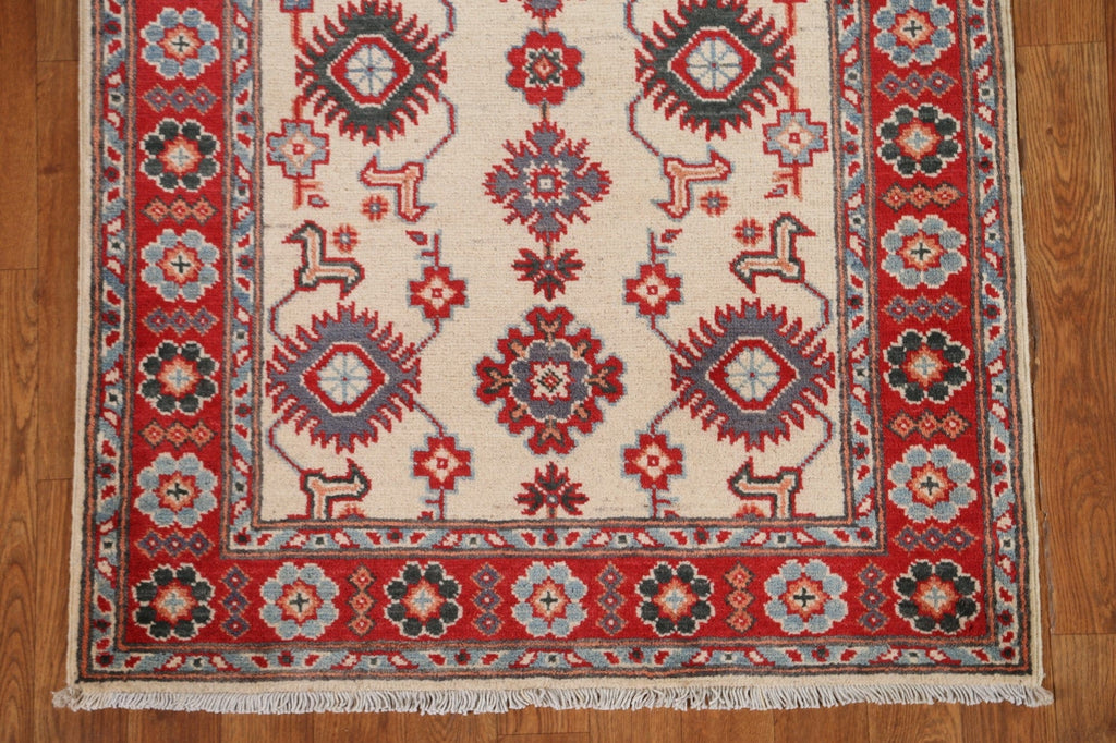 Ivory Kazak Oriental Runner Rug 3x12