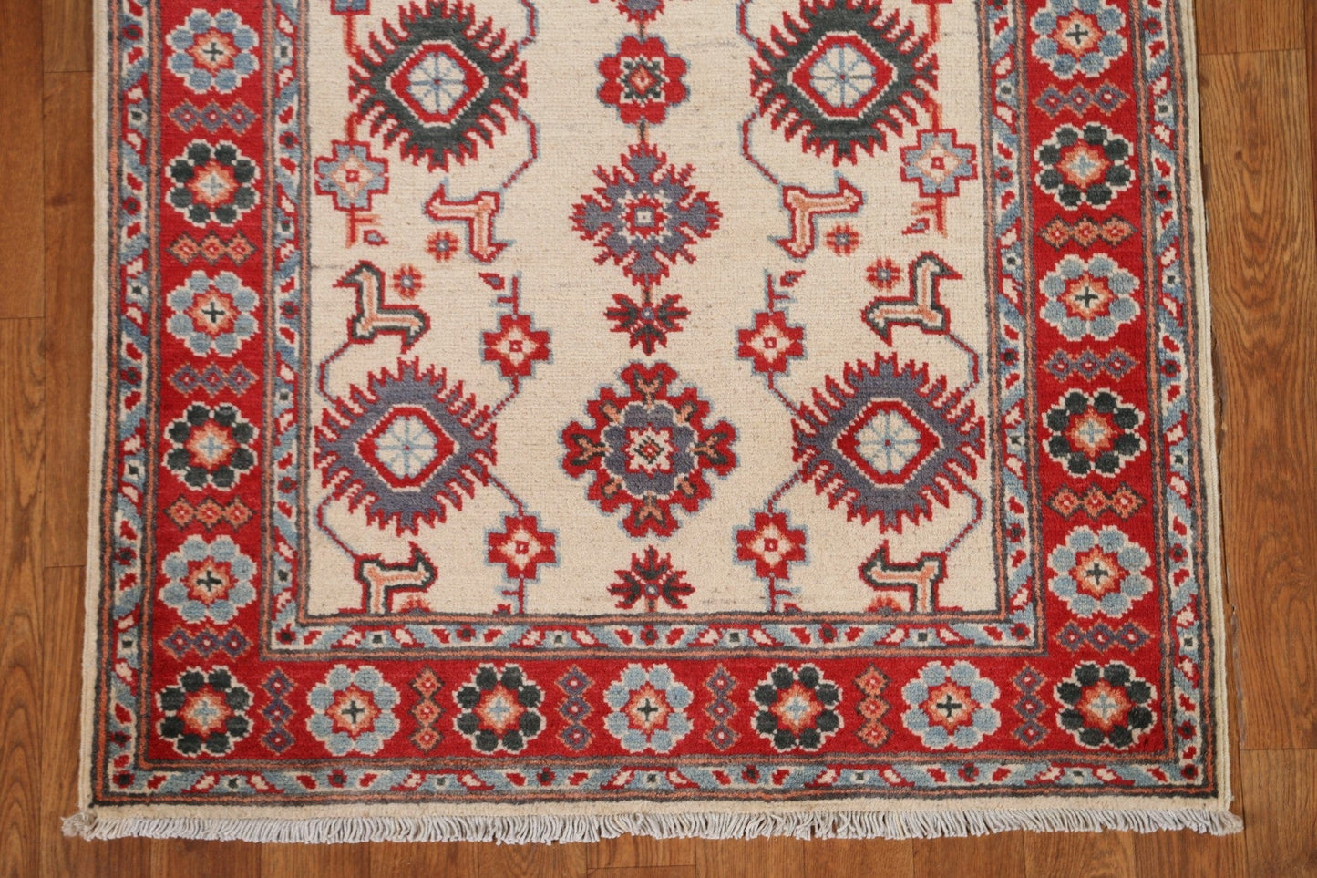 Ivory Kazak Oriental Runner Rug 3x12