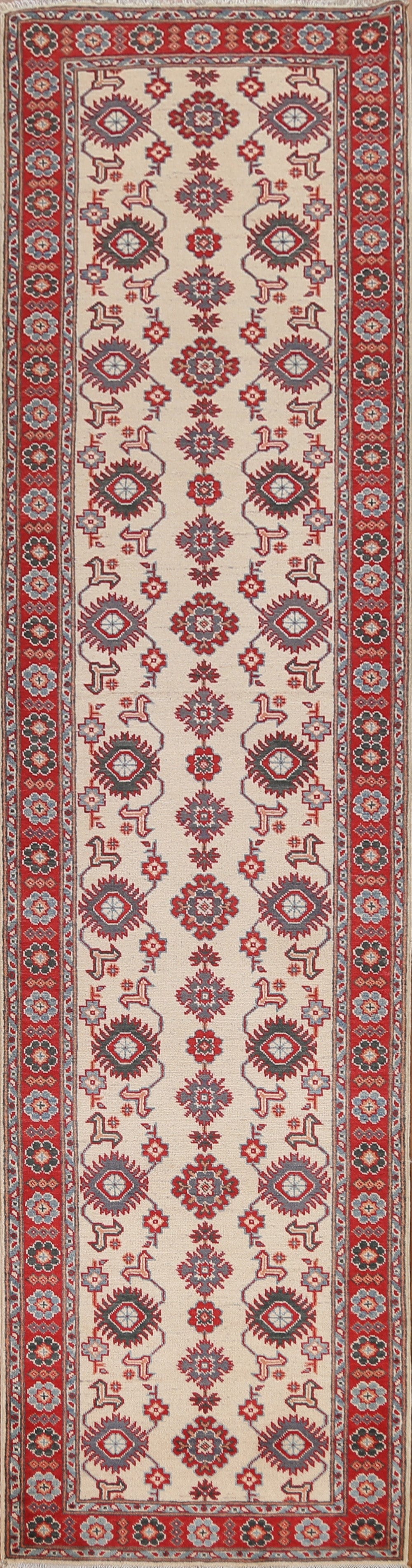 Ivory Kazak Oriental Runner Rug 3x12