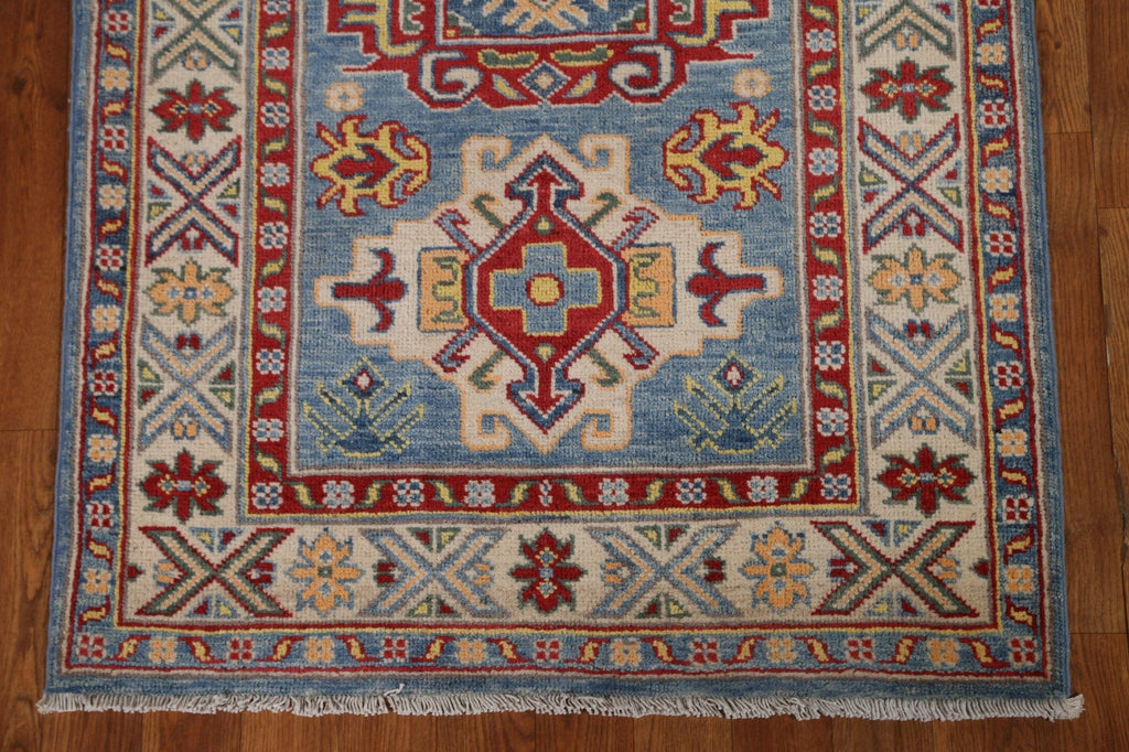 Geometric Kazak Oriental Runner Rug 3x10