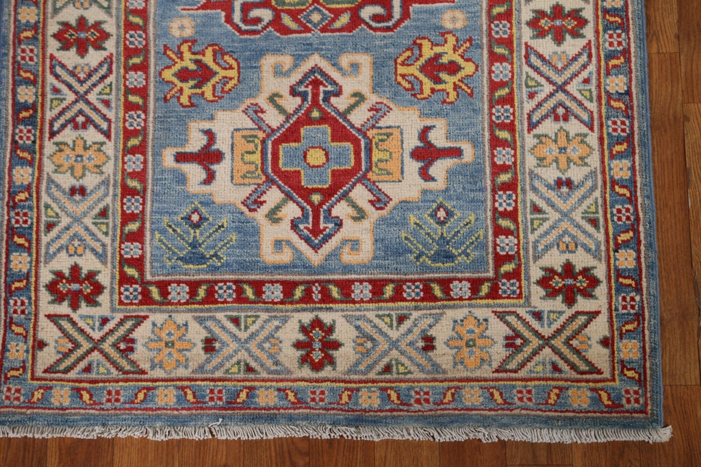 Geometric Kazak Oriental Runner Rug 3x10