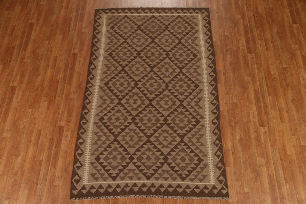 Brown Hand Woven Kilim Area Rug 5x8