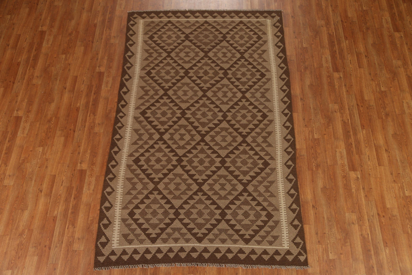 Brown Hand Woven Kilim Area Rug 5x8