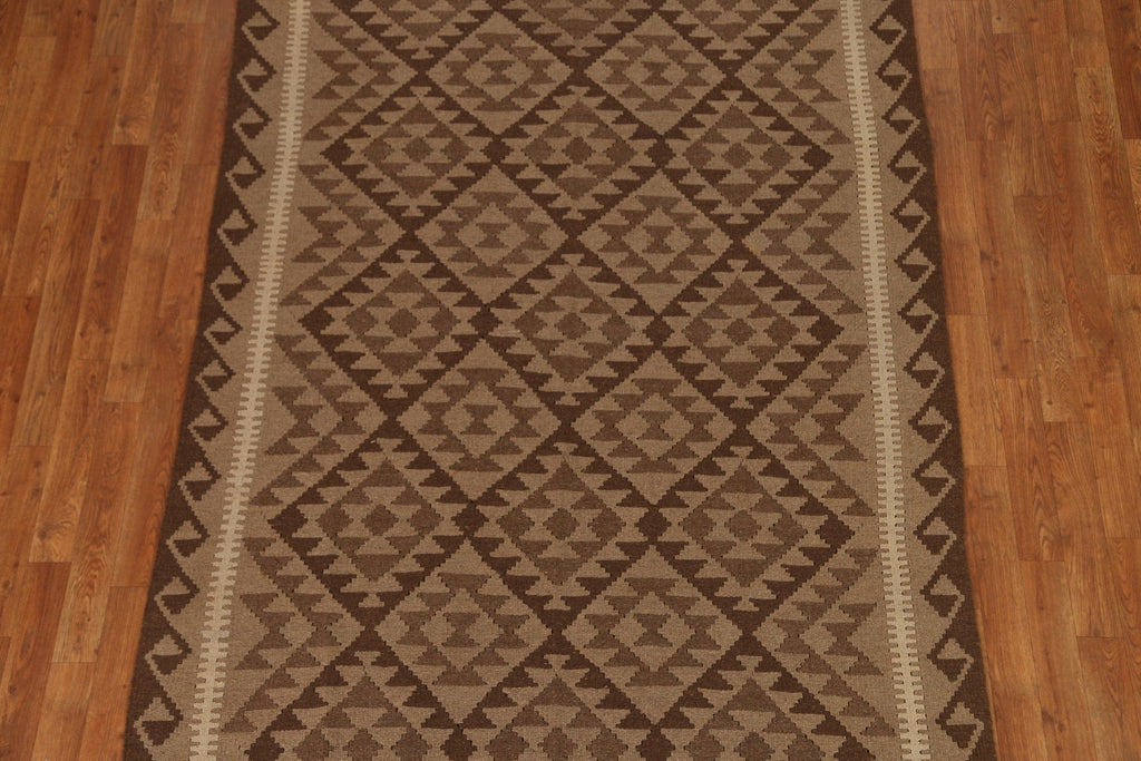 Brown Hand Woven Kilim Area Rug 5x8