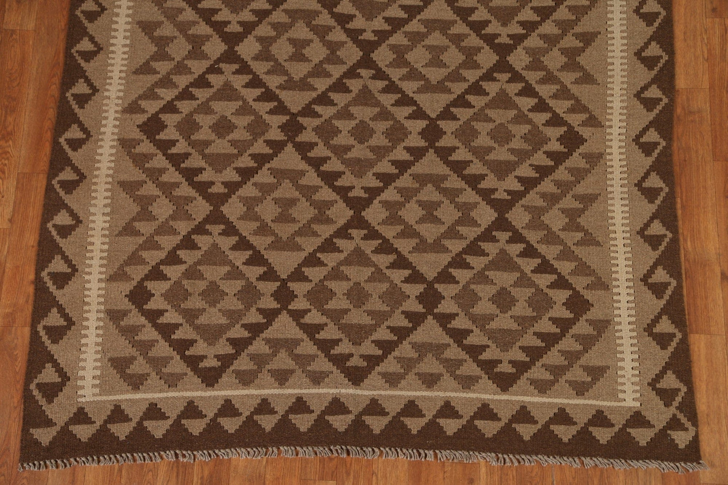 Brown Hand Woven Kilim Area Rug 5x8