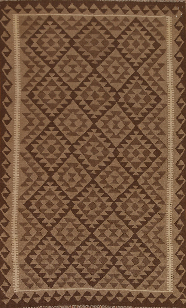 Brown Hand Woven Kilim Area Rug 5x8