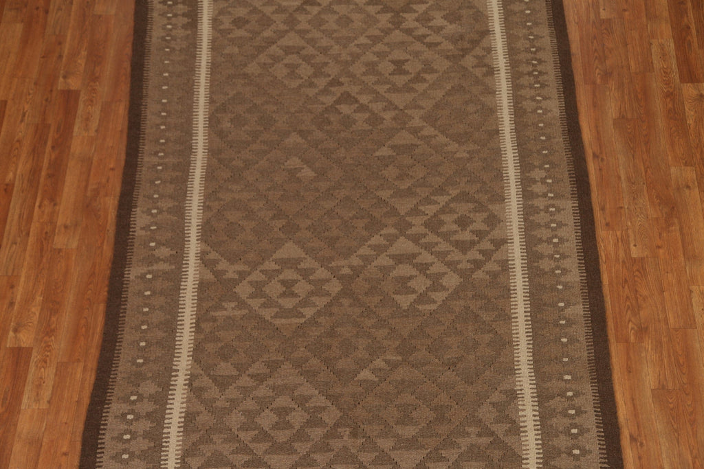 Brown Wool Kilim Oriental Area Rug 5x8