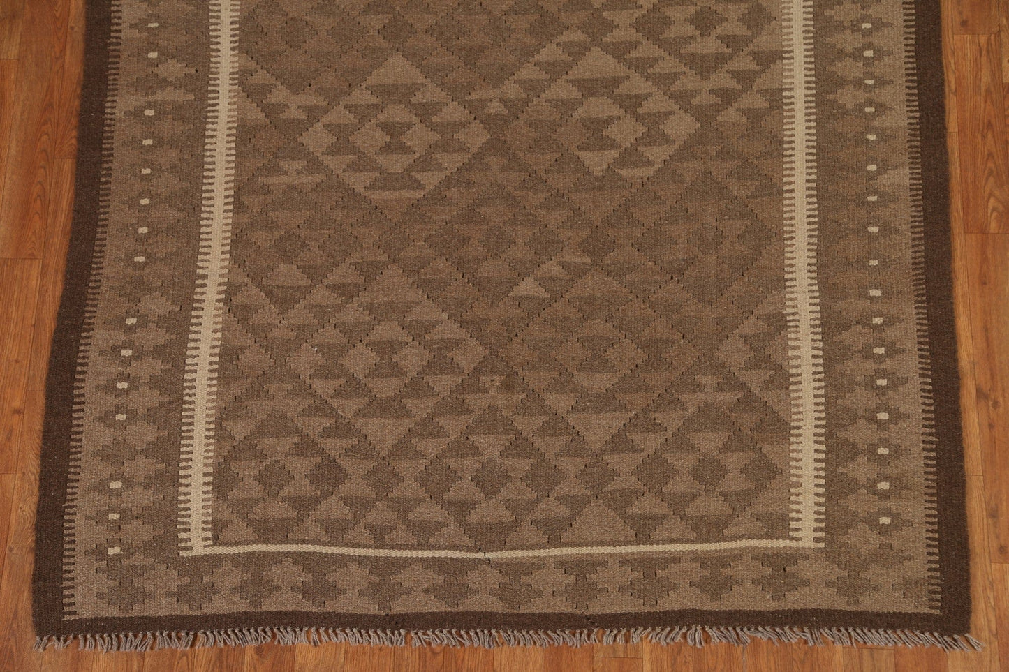 Brown Wool Kilim Oriental Area Rug 5x8