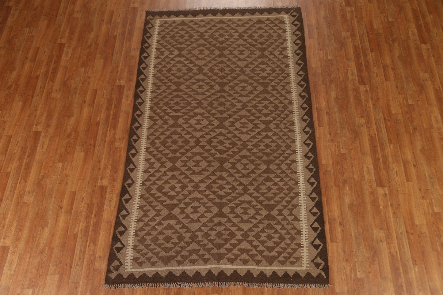 Brown Kilim Hand Woven Area Rug 5x9