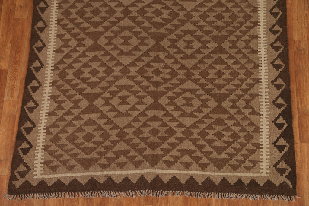 Brown Kilim Hand Woven Area Rug 5x9