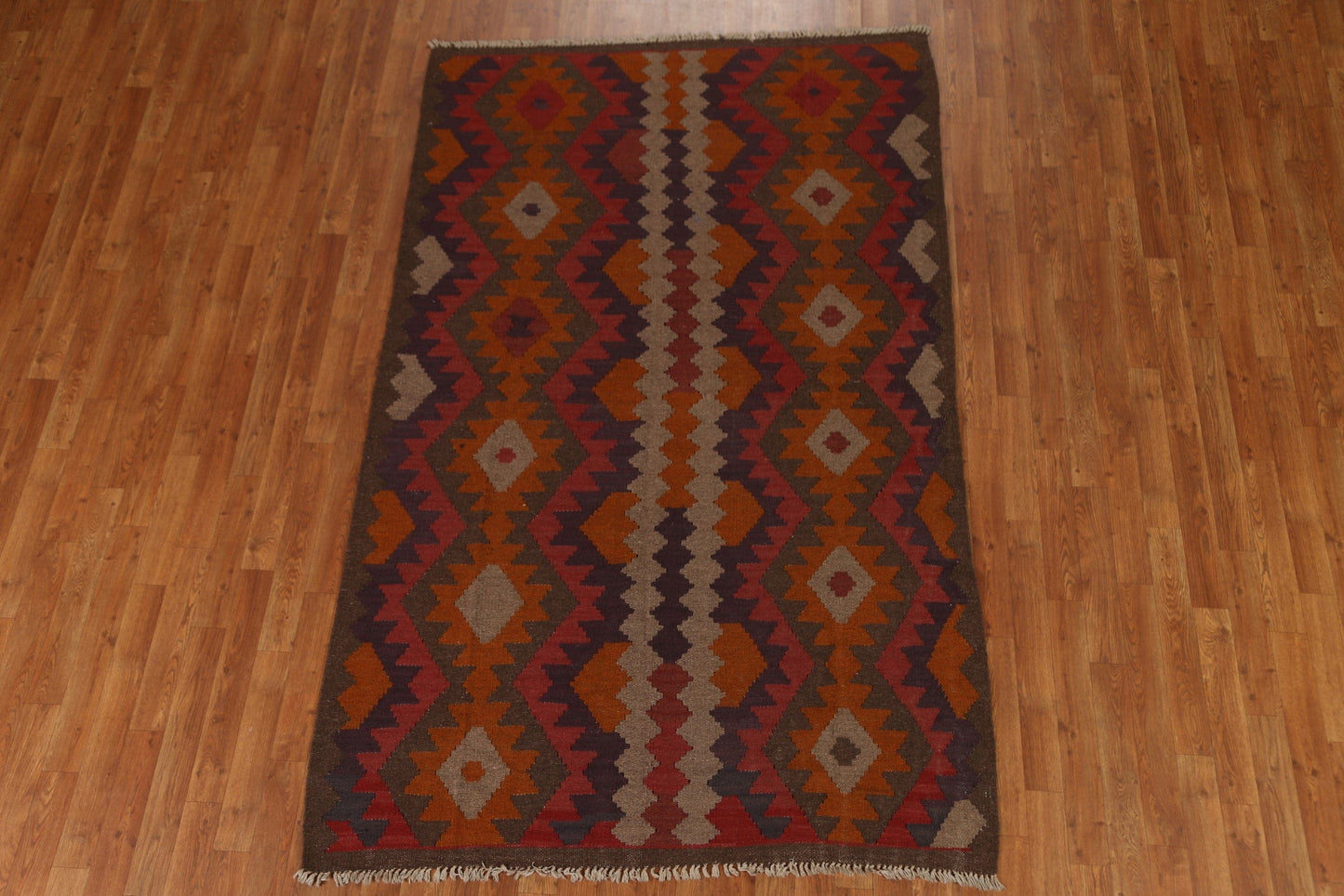 Hand Woven Wool Kilim Area Rug 5x8