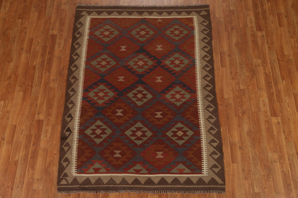 Hand Woven Wool Kilim Area Rug 5x7