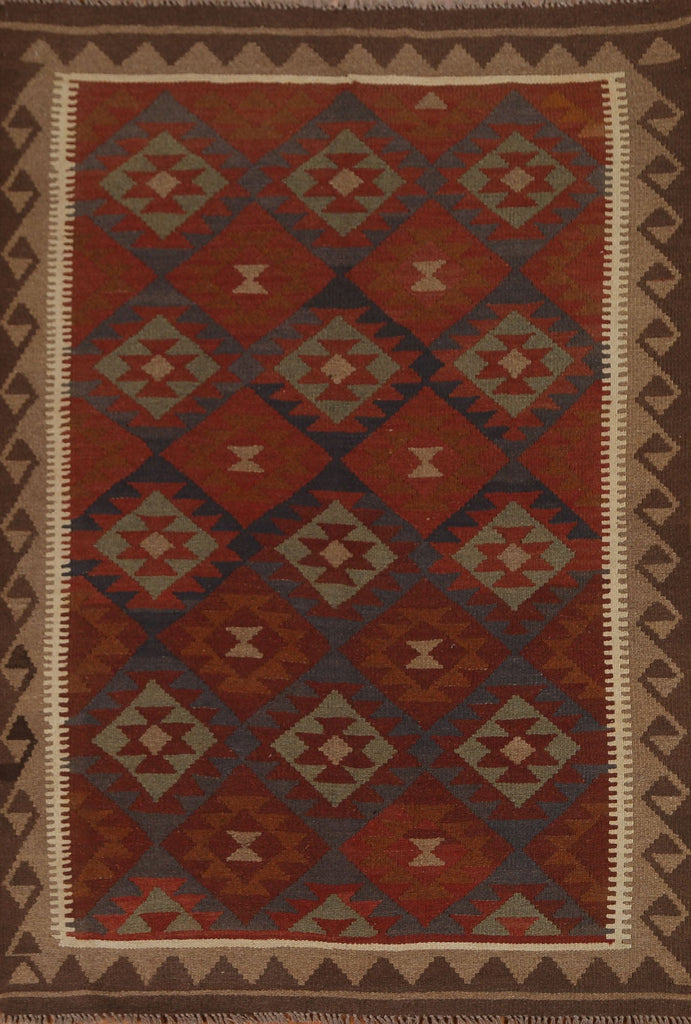 Hand Woven Wool Kilim Area Rug 5x7