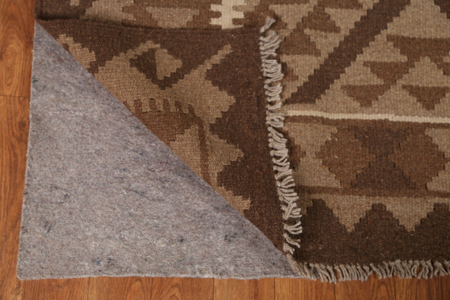 Hand Woven Brown Kilim Area Rug 7x10