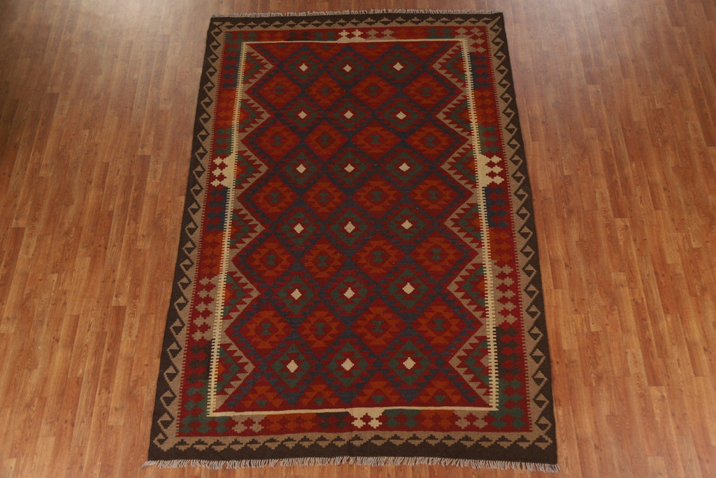 Geometric Kilim Wool Area Rug 7x10