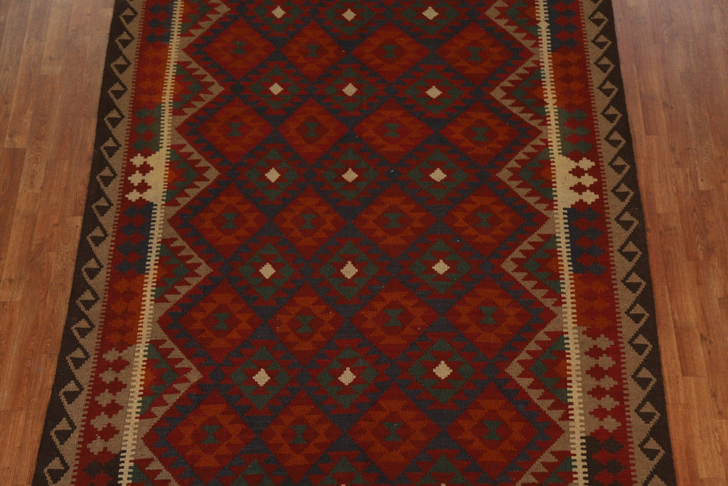 Geometric Kilim Wool Area Rug 7x10