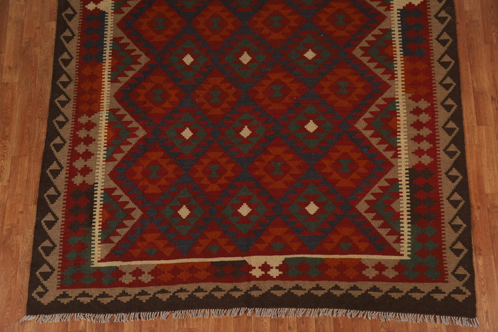 Geometric Kilim Wool Area Rug 7x10