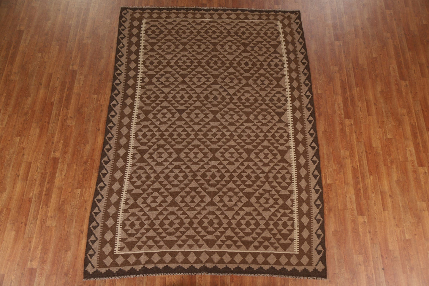 Brown Kilim Hand Woven Area Rug 7x10