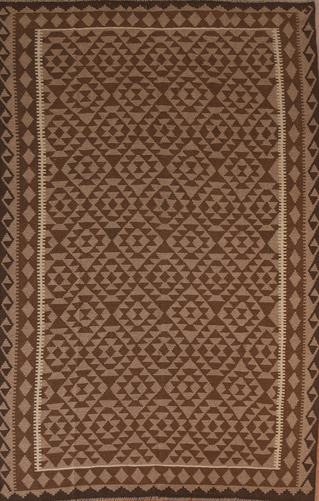 Brown Kilim Hand Woven Area Rug 7x10