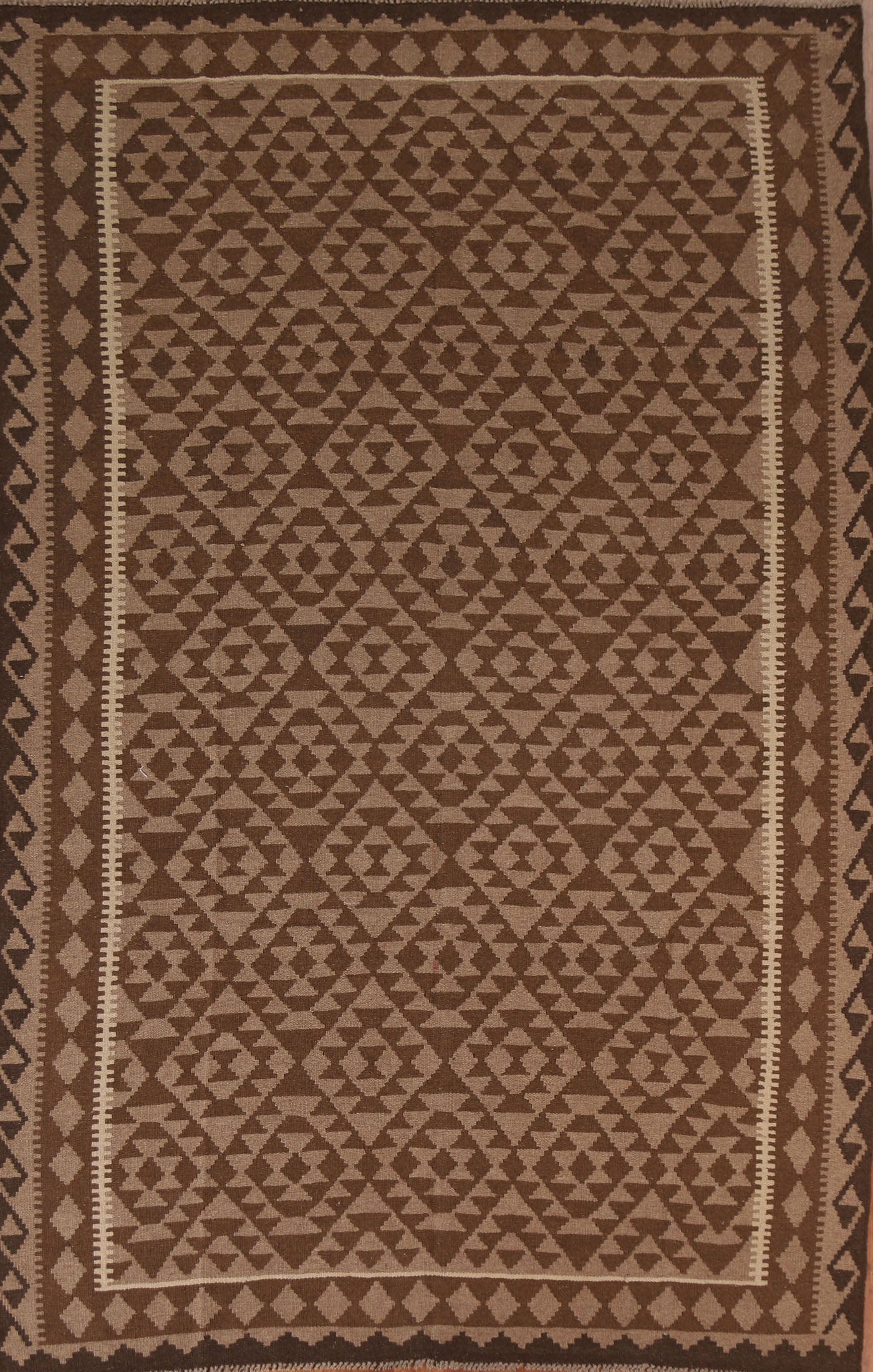 Brown Kilim Hand Woven Area Rug 7x10