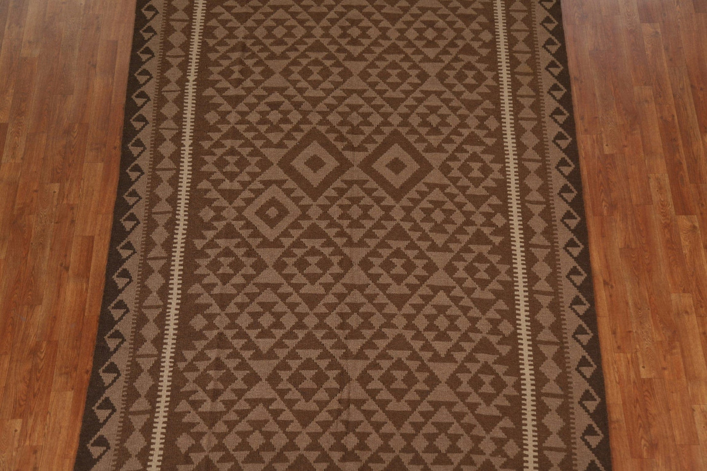 Tribal Brown Kilim Wool Area Rug 7x10