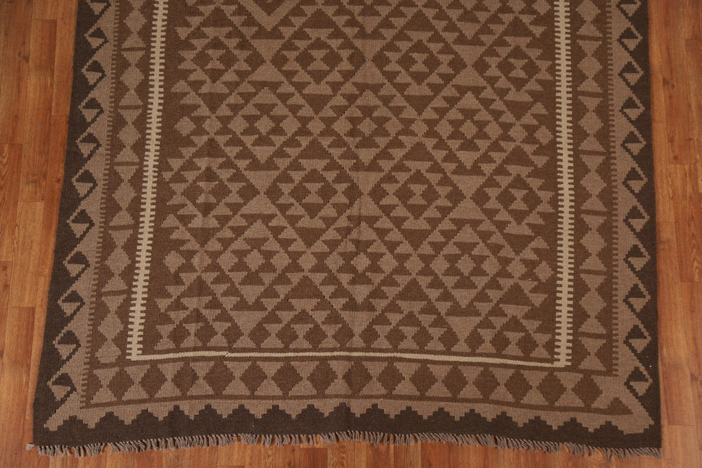 Tribal Brown Kilim Wool Area Rug 7x10