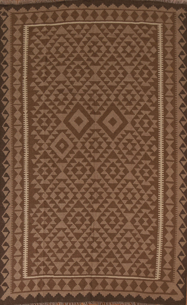 Tribal Brown Kilim Wool Area Rug 7x10