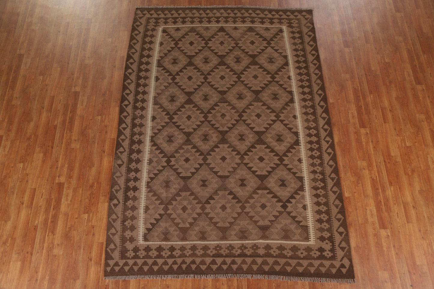 Brown Kilim Oriental Area Rug 7x10