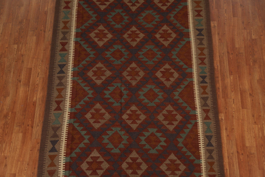 Geometric Kilim Wool Area Rug 5x8