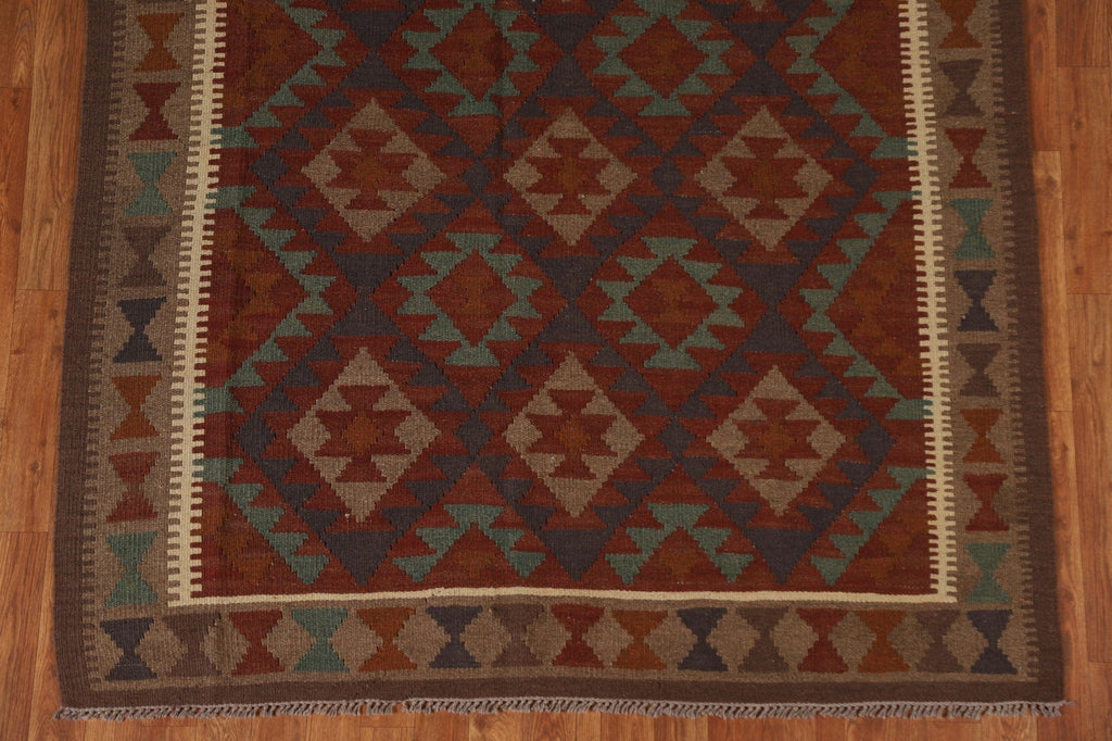 Geometric Kilim Wool Area Rug 5x8