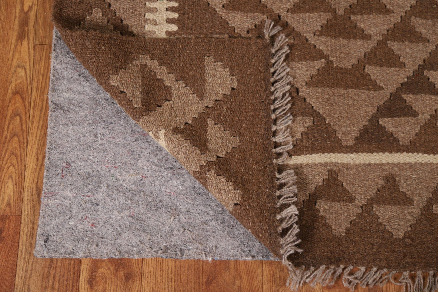 Brown Kilim Wool Area Rug 5x8