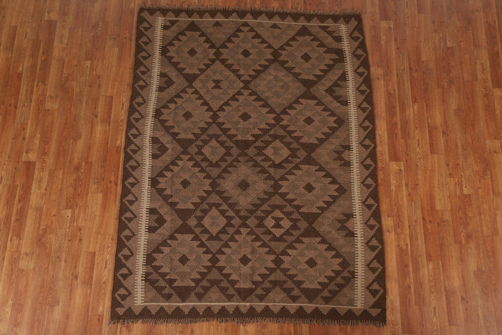 Geometric Kilim Hand Woven Area Rug 5x7