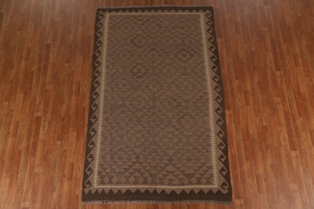 Geometric Kilim Wool Area Rug 5x8