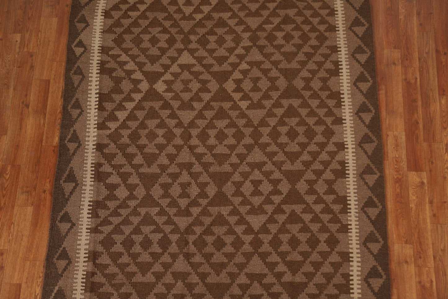 Brown Wool Kilim Oriental Area Rug 5x7