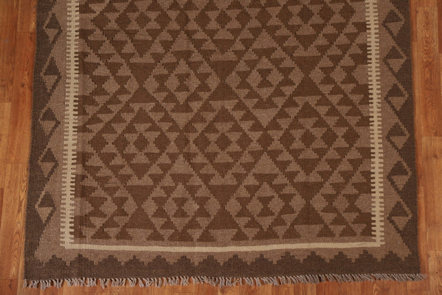 Brown Wool Kilim Oriental Area Rug 5x7