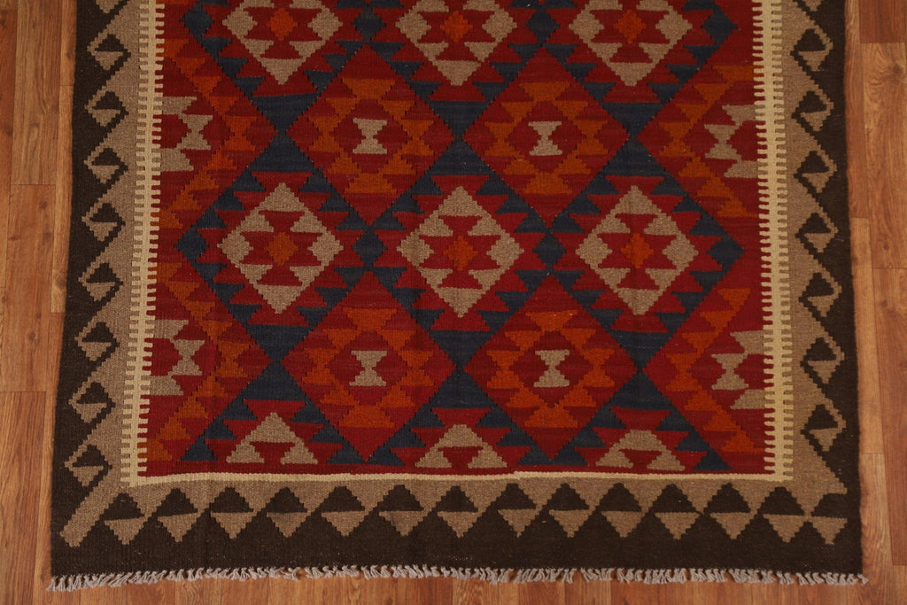 Geometric Kilim Wool Area Rug 5x6