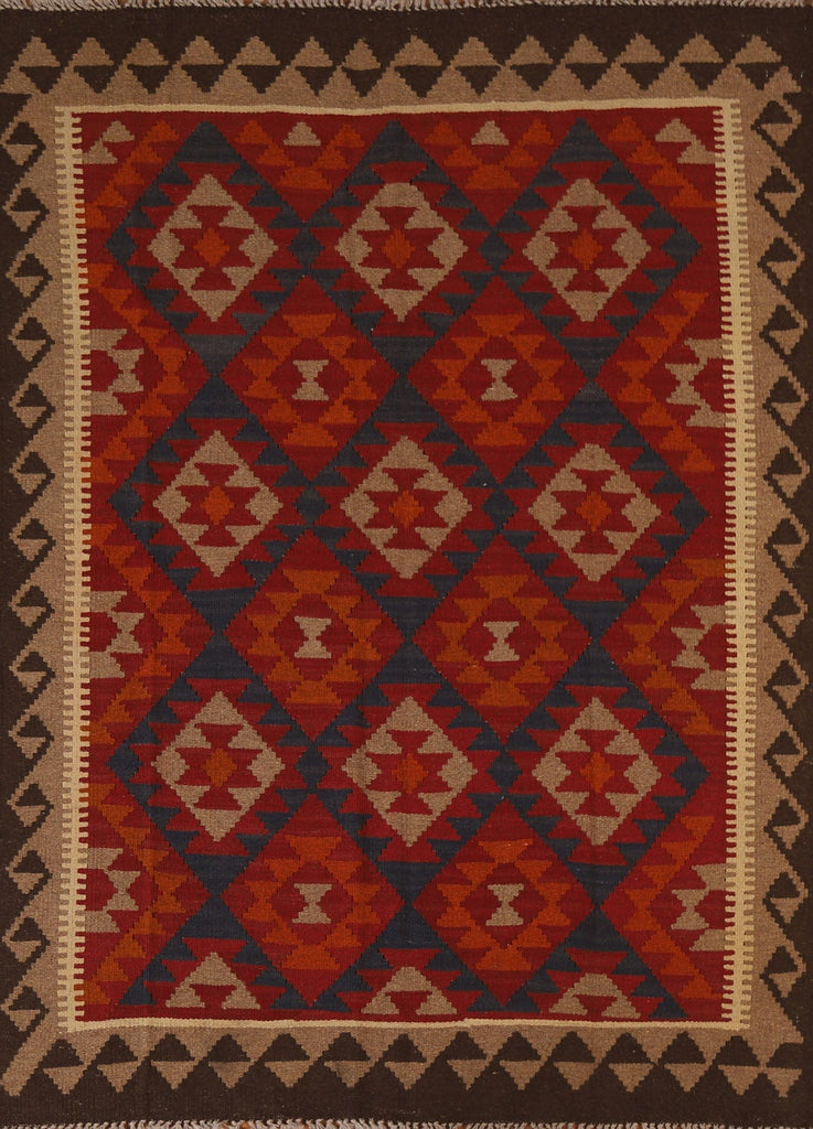 Geometric Kilim Wool Area Rug 5x6