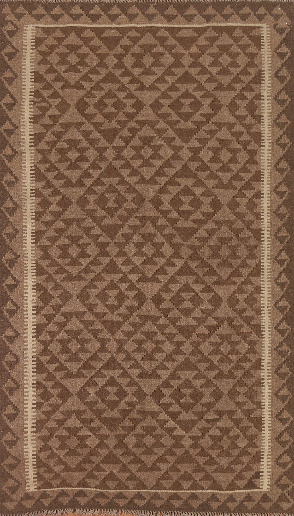 Brown Kilim Reversible Wool Area Rug 5x8