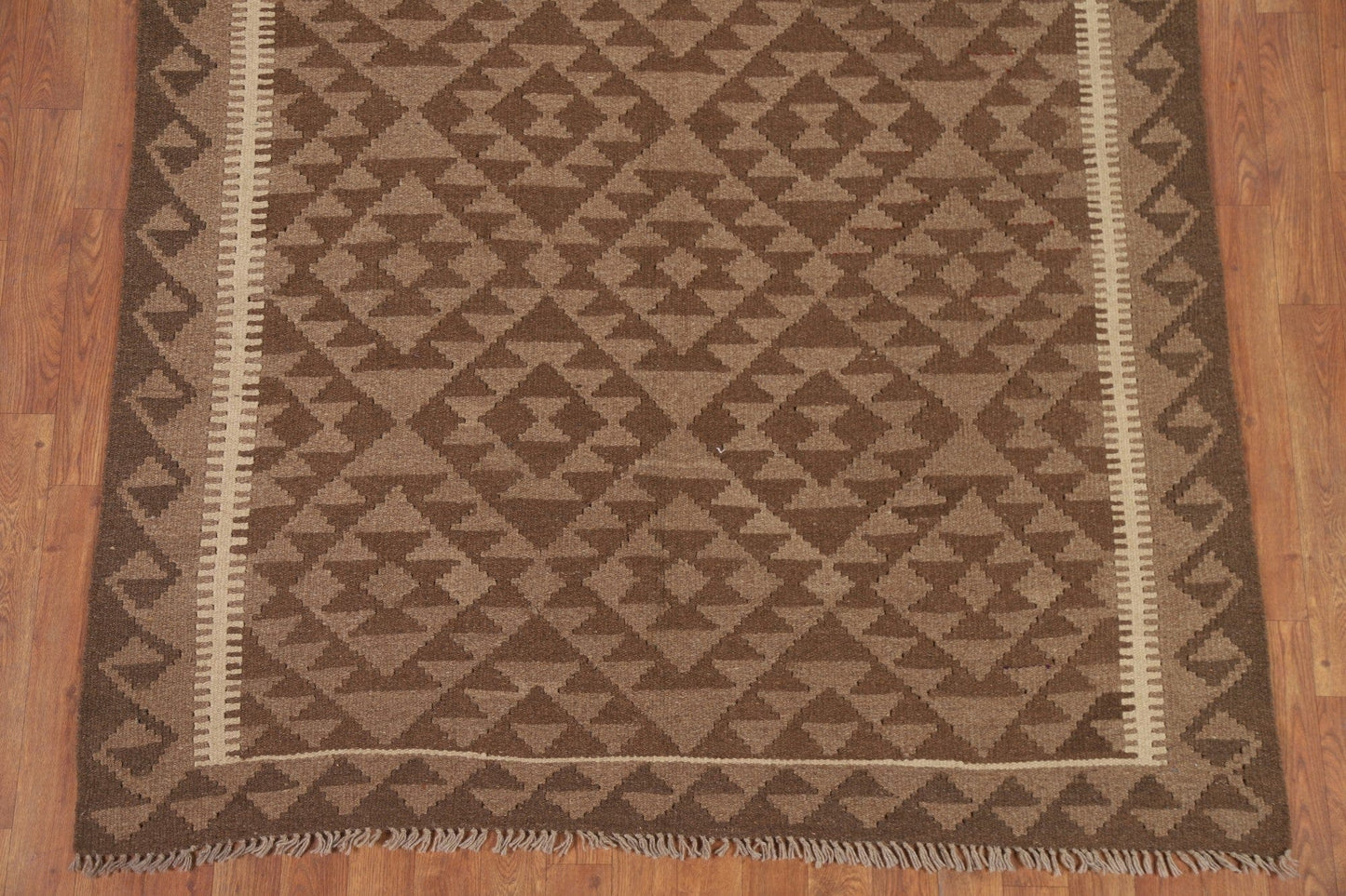 Brown Kilim Reversible Wool Area Rug 5x8