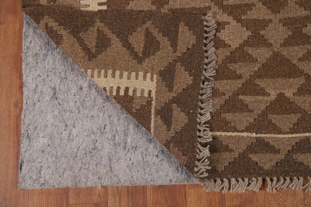 Brown Kilim Reversible Wool Area Rug 5x8