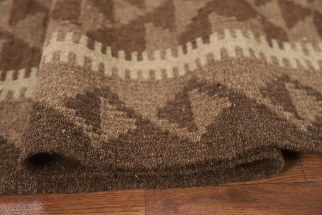 Brown Kilim Reversible Wool Area Rug 5x8