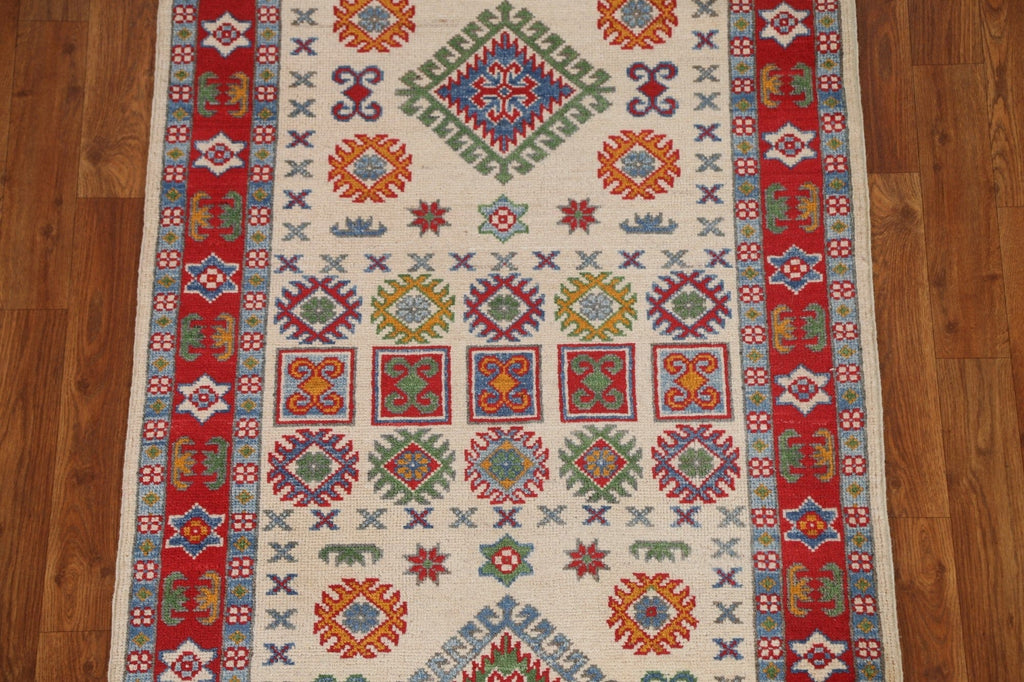 Geometric Kazak Handmade Runner Rug 3x10