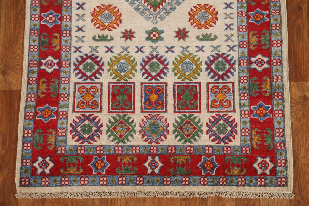 Geometric Kazak Handmade Runner Rug 3x10