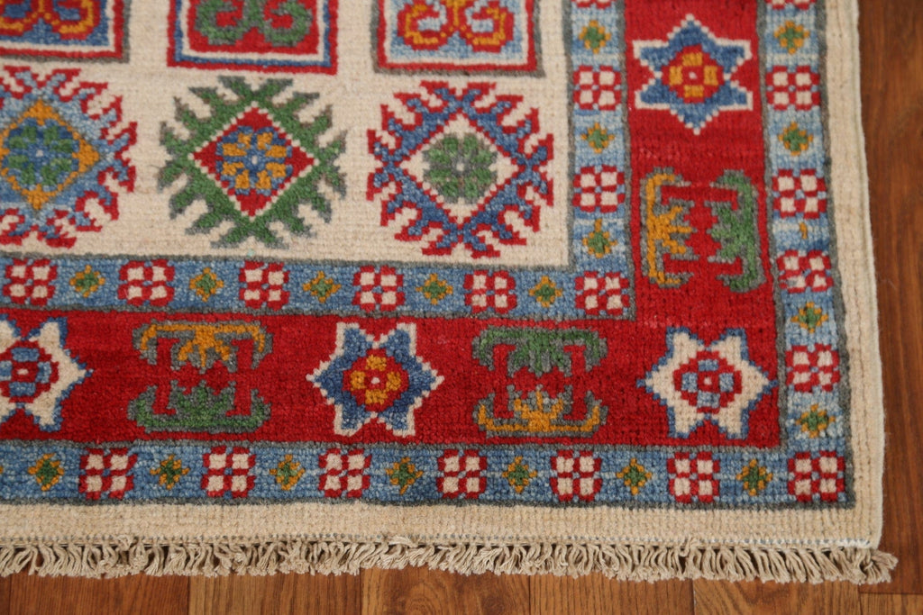 Geometric Kazak Handmade Runner Rug 3x10