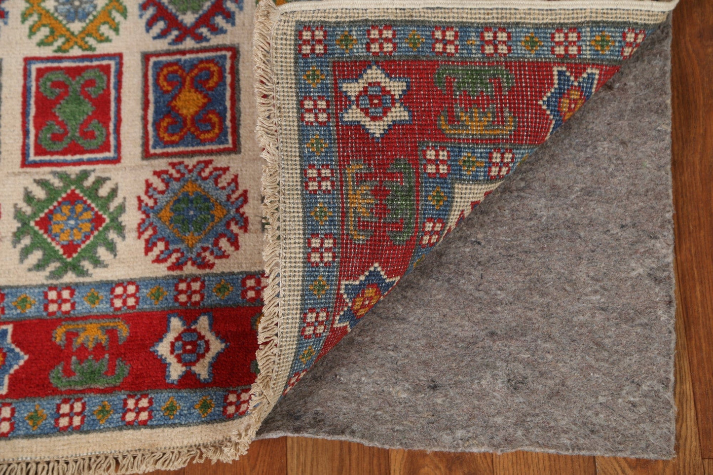 Geometric Kazak Handmade Runner Rug 3x10