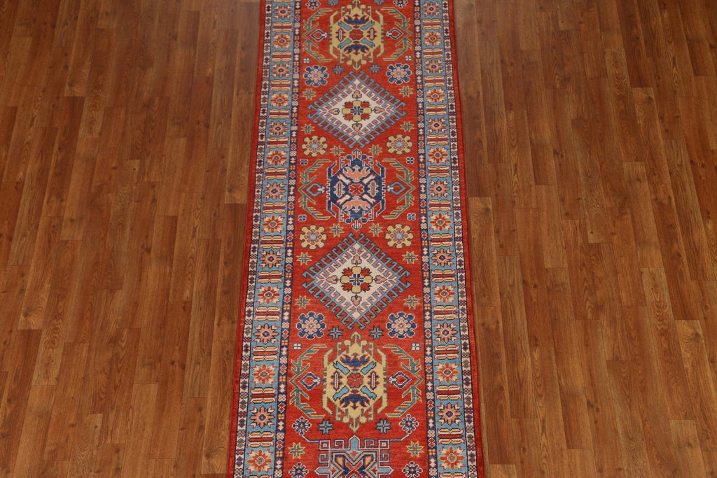 Handmade Wool Kazak Oriental Runner Rug 3x9