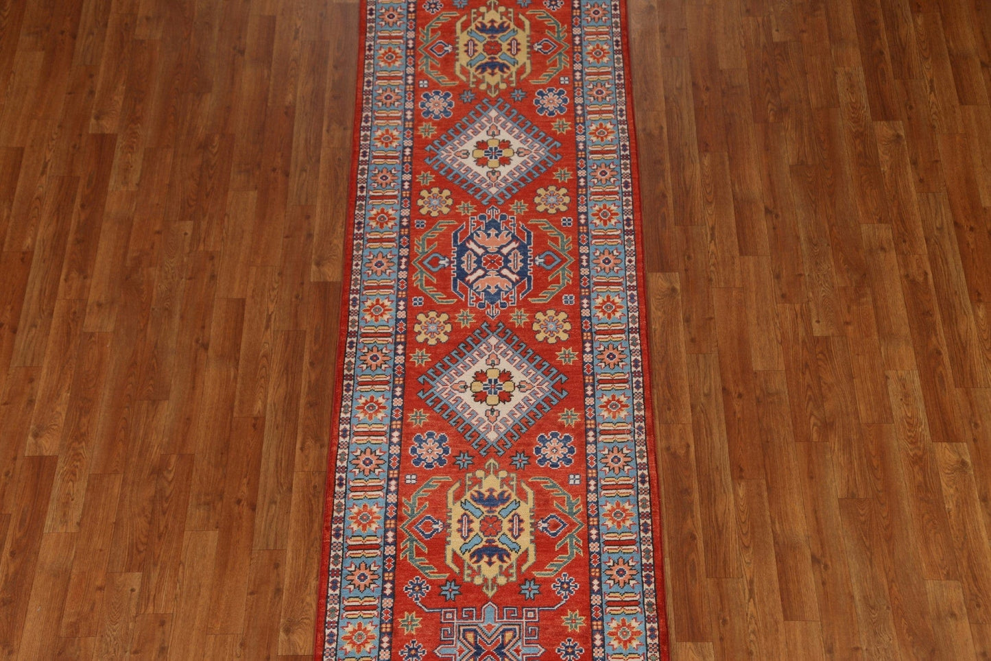 Handmade Wool Kazak Oriental Runner Rug 3x9