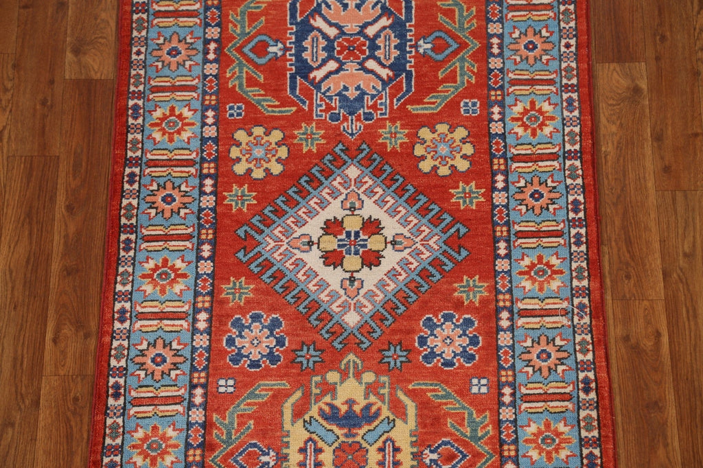 Handmade Wool Kazak Oriental Runner Rug 3x9