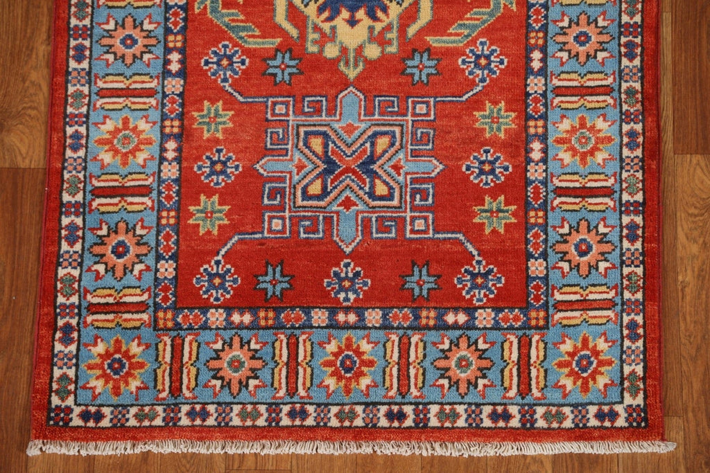 Handmade Wool Kazak Oriental Runner Rug 3x9