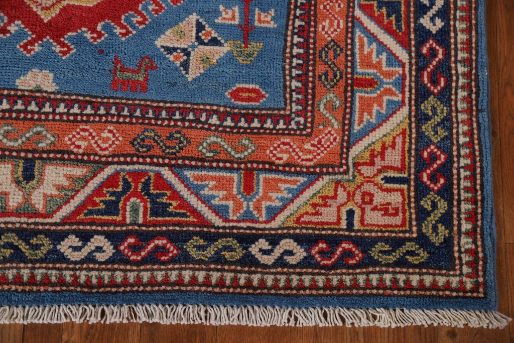 Blue Kazak Handmade Runner Rug 4x13